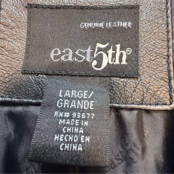 East 5th Womens Genuine Leather Moto Blazer Jacket Large Black Grunge Casual - Picture 3 of 12